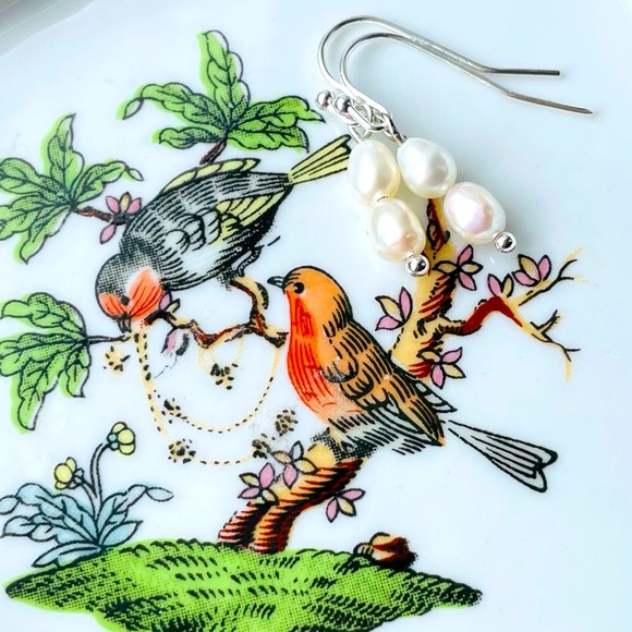 🔥sterling silver & freshwater pearl earrings jewelry gift boho beach casual - Picture 3 of 10